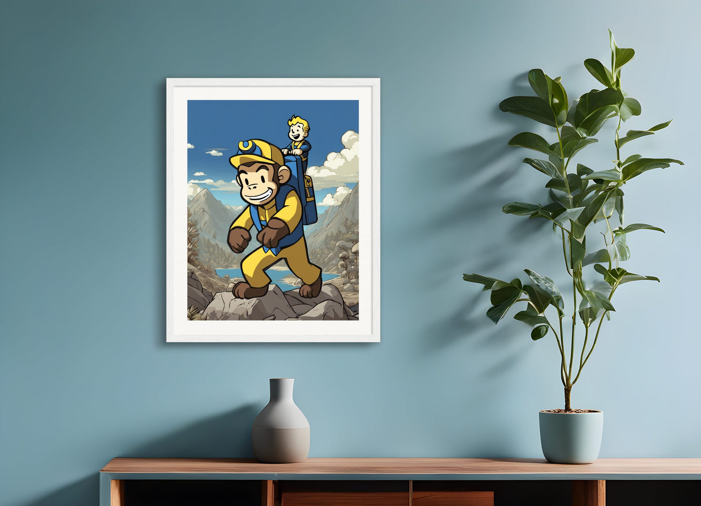 Poster with wood frame: Fallout (video game), Monkey