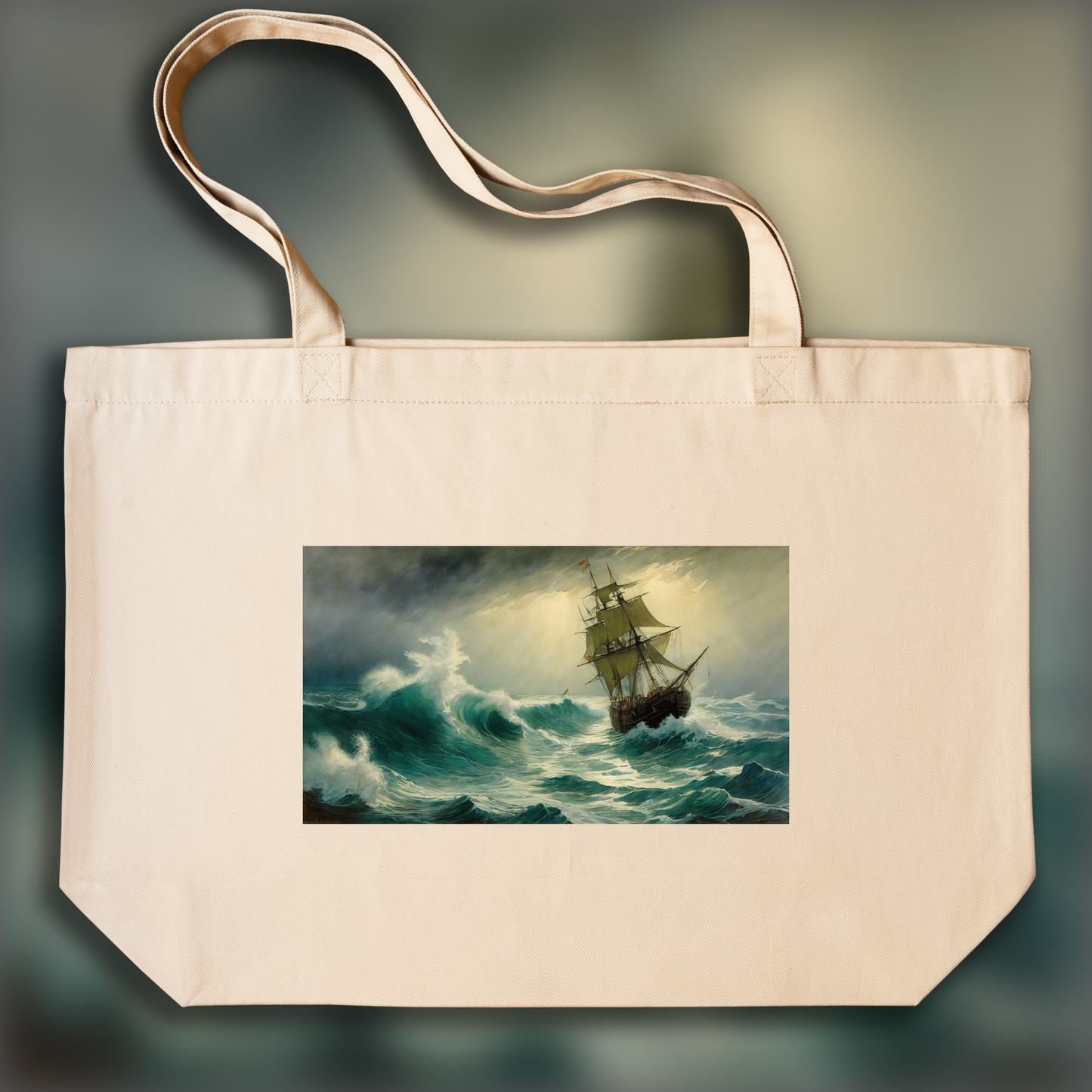 Tote bag IA ample écologique - William Timlin, stormy ocean - 878146476