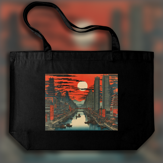 Tote bag IA - Hiroshige, cybernetic city - 1429507643