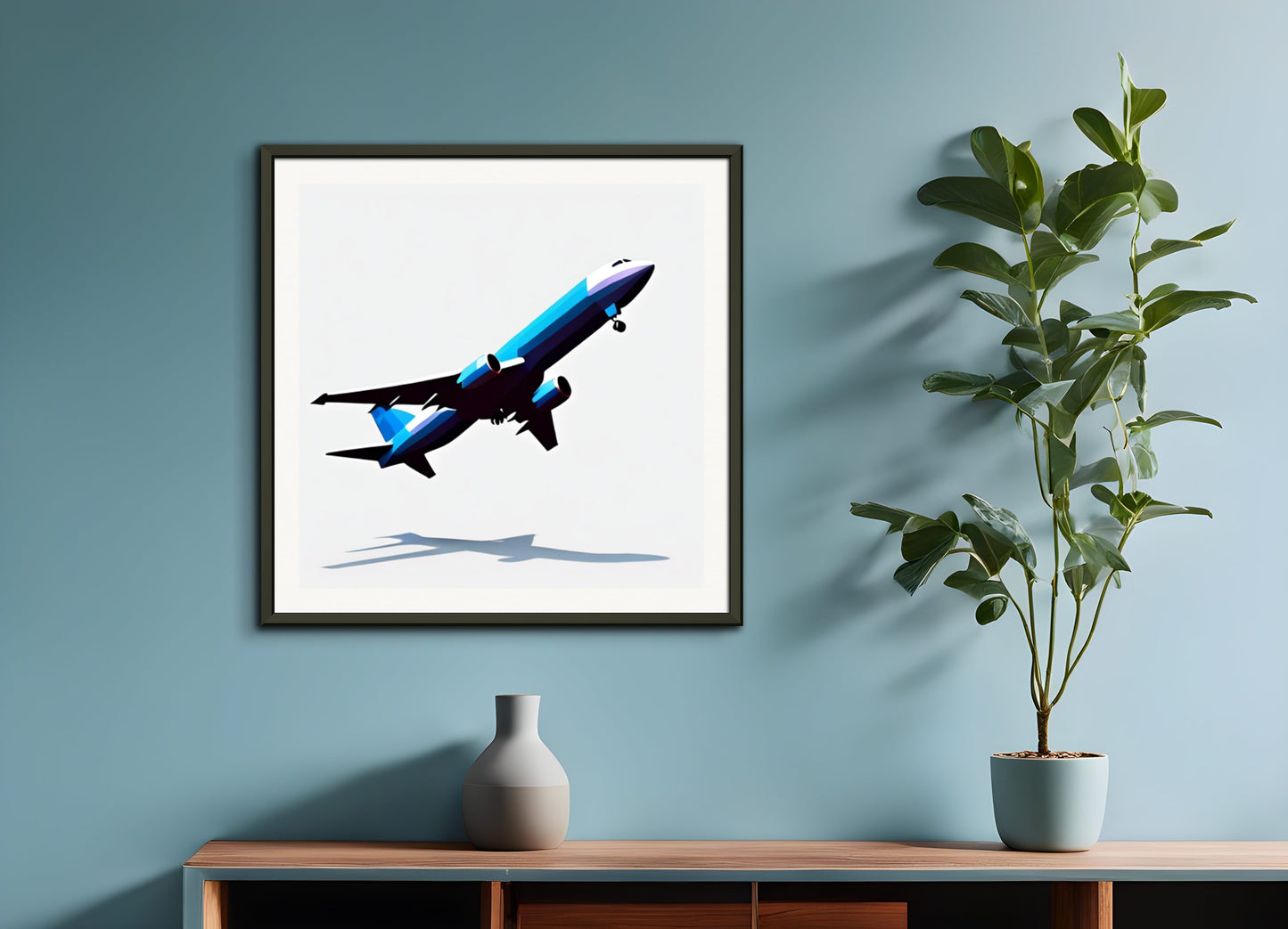 Poster with metal frame: Low polygon, Plane