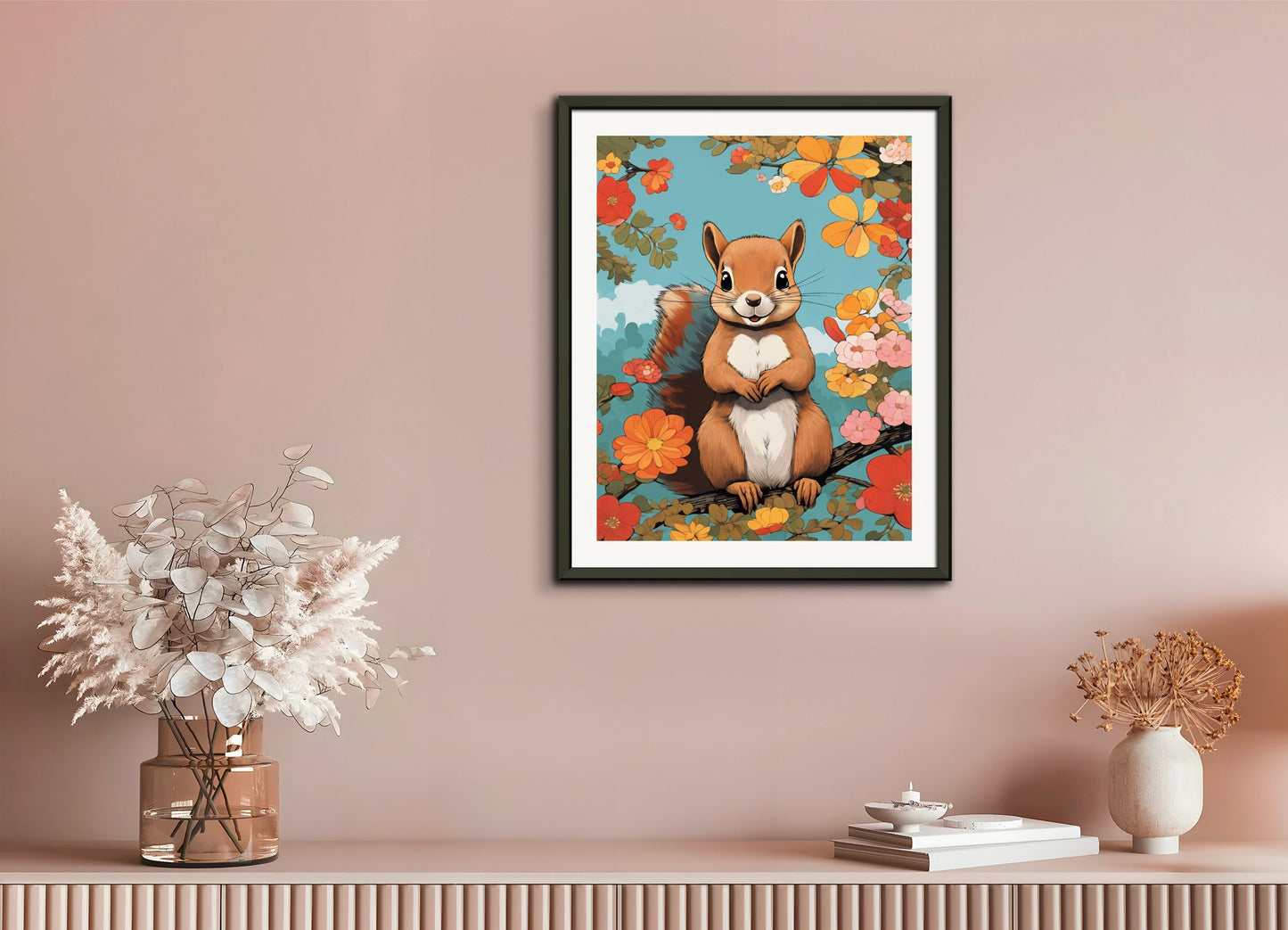 Poster with metal frame: Japanese contemporary Kawaii artist, Squirrel
