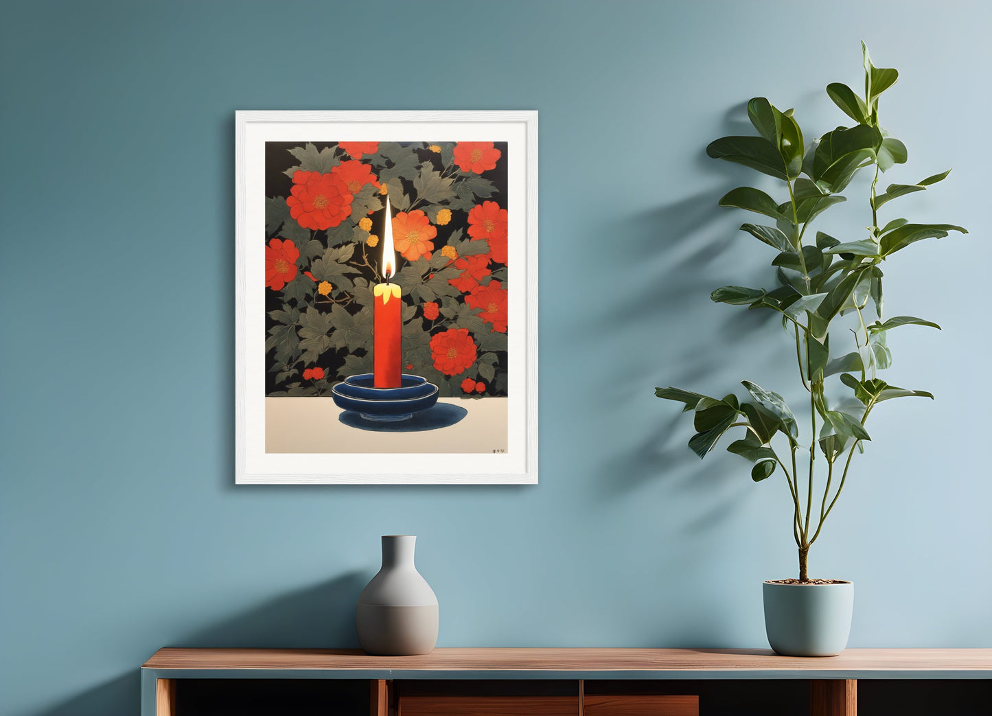Poster with wood frame: Japanese animated, Mushi Production, Candle