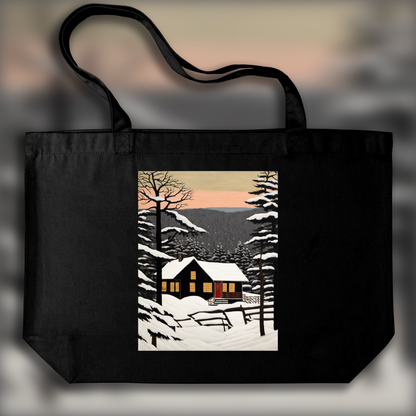 Tote bag ample - Horace Pippin, house, forest and snow - 3352735636