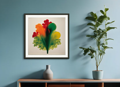 Poster with metal frame: Style centered on light and repetitive structures that explore the phenomena of perception and movement dynamics, Vegetables