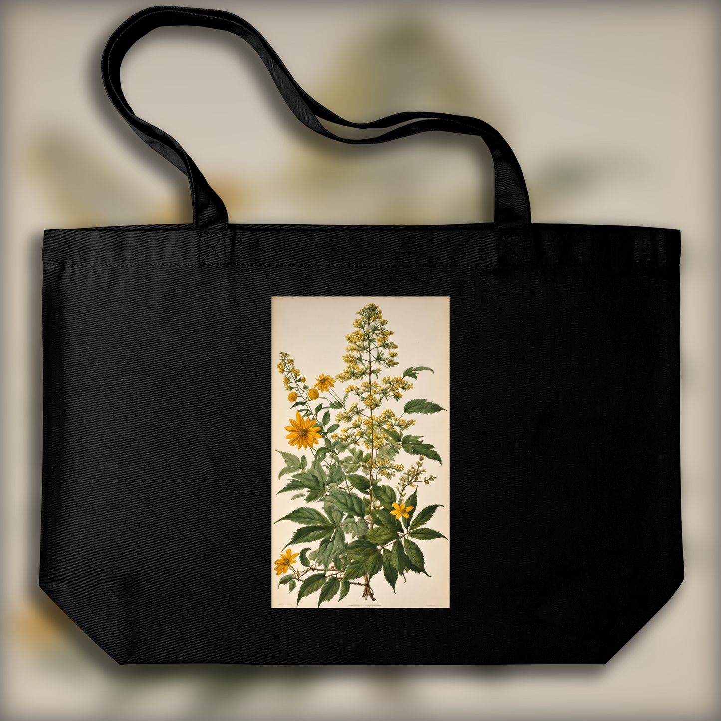 Tote bag IA ample écologique - Herbier, Fleur - 1083400077