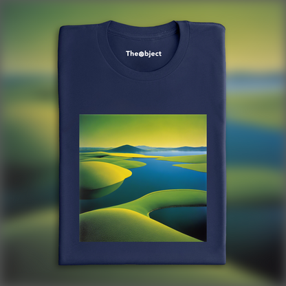 T-Shirt IA - Images colorées et abstraites, capturant des compositions géométriques dans les paysages, Lac - 3401843125