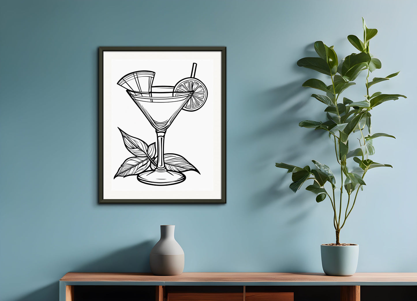 Poster with metal frame: Coloring page, Cocktail