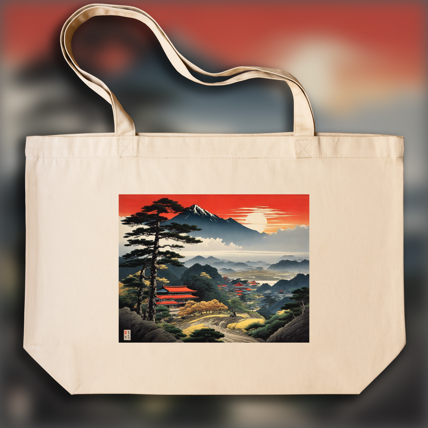 Tote bag IA ample écologique - Yoshitoshi Abe, dramatic landscape - 1191418080