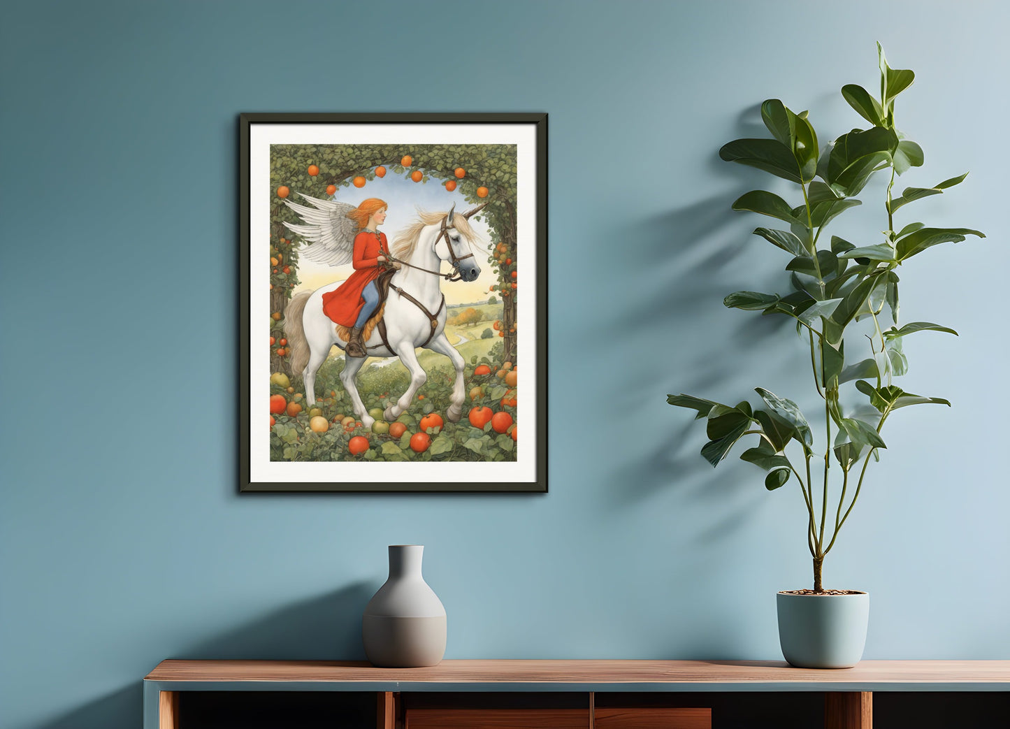 Poster with metal frame: Elsa Beskow, Unicorn