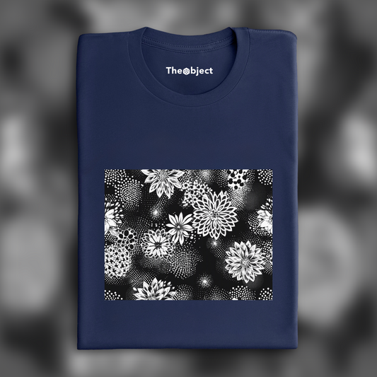T-Shirt - Points demie-teintes, Fleur - 1825772415