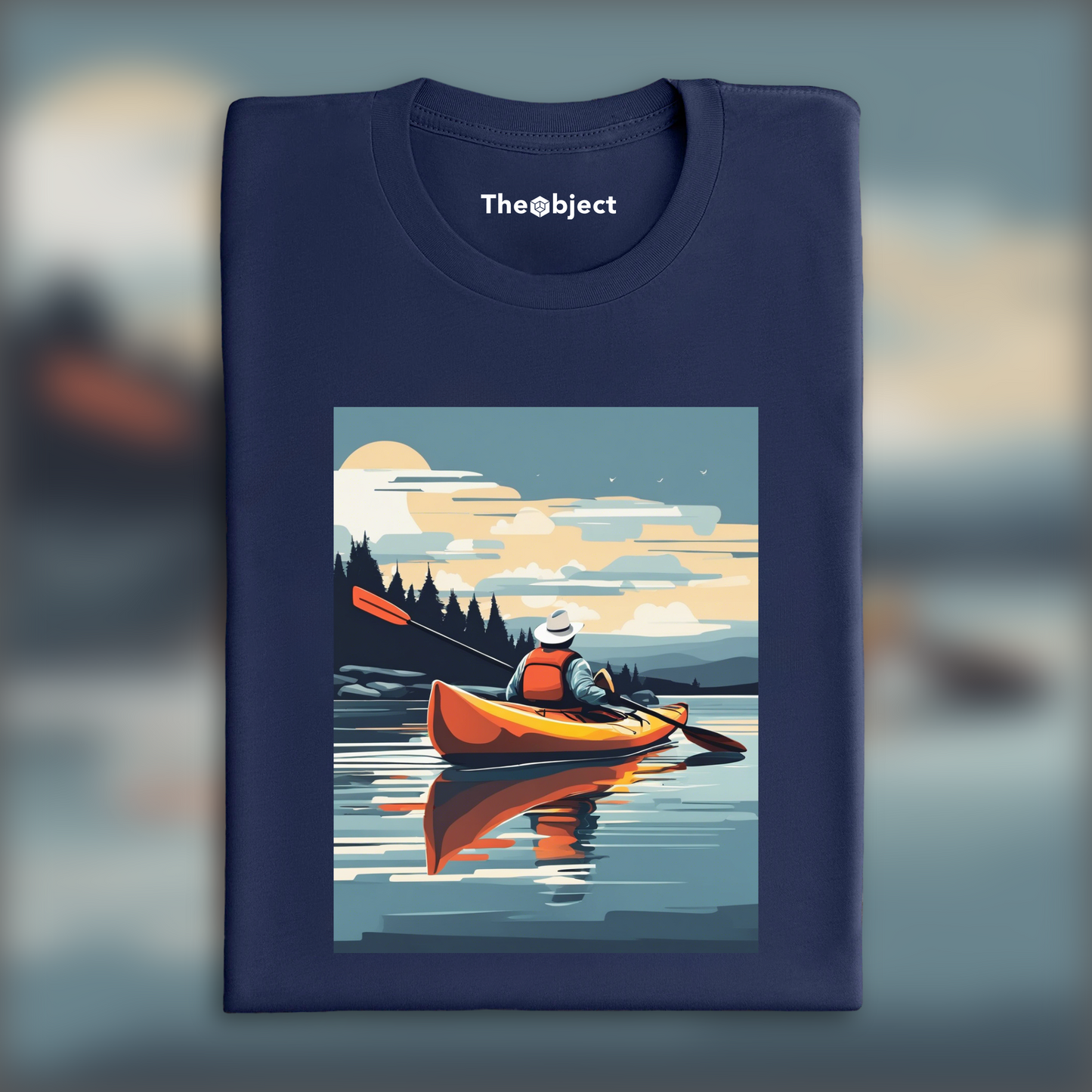 T-Shirt IA - Illustration épurée américaine, moderne et nerveuse, Canoë kayak  - 3279006658