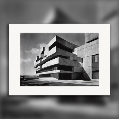 Poster - Abstract photographs based on elements of nature and geometric patterns, Brutalist architecture, city - 3228425031