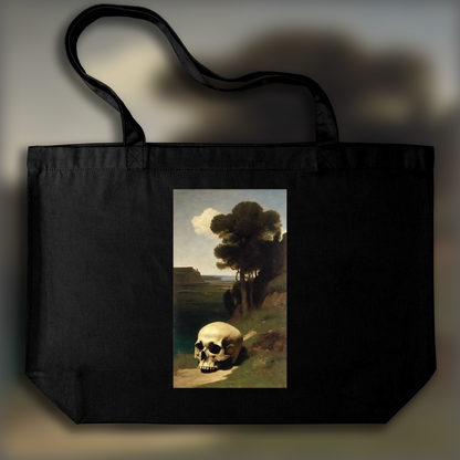 Tote bag IA ample écologique - Arnold Böcklin, Crâne - 1019981779