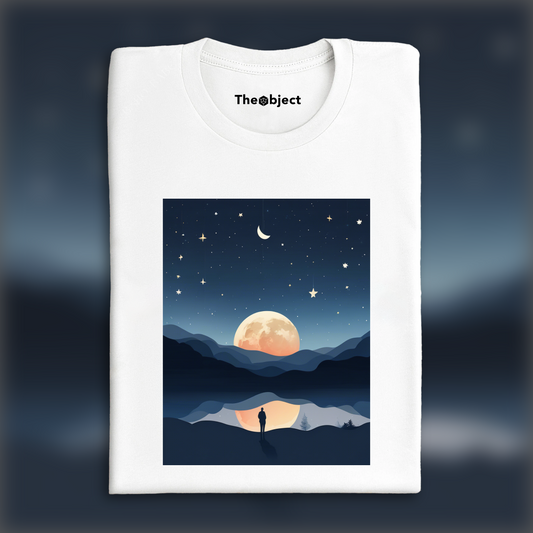 T-Shirt IA - Art minimaliste, Lune et ciel étoilé - 808489923