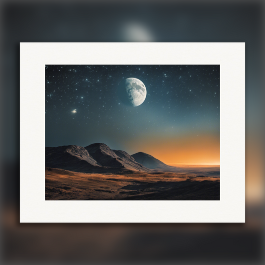 Affiche IA - Atmosphère Wim Wenders, Lune et ciel étoilé - 3955157093