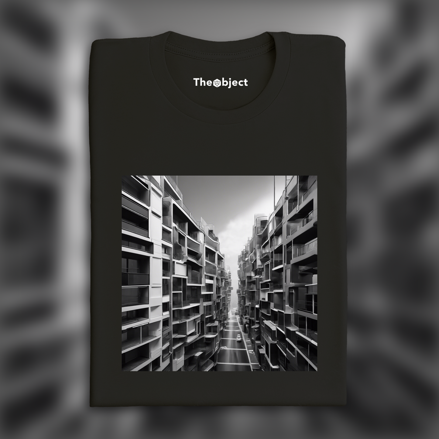 T-Shirt IA - Explorations abstraites urbaines, noir et blanc, Rue - 1174818028