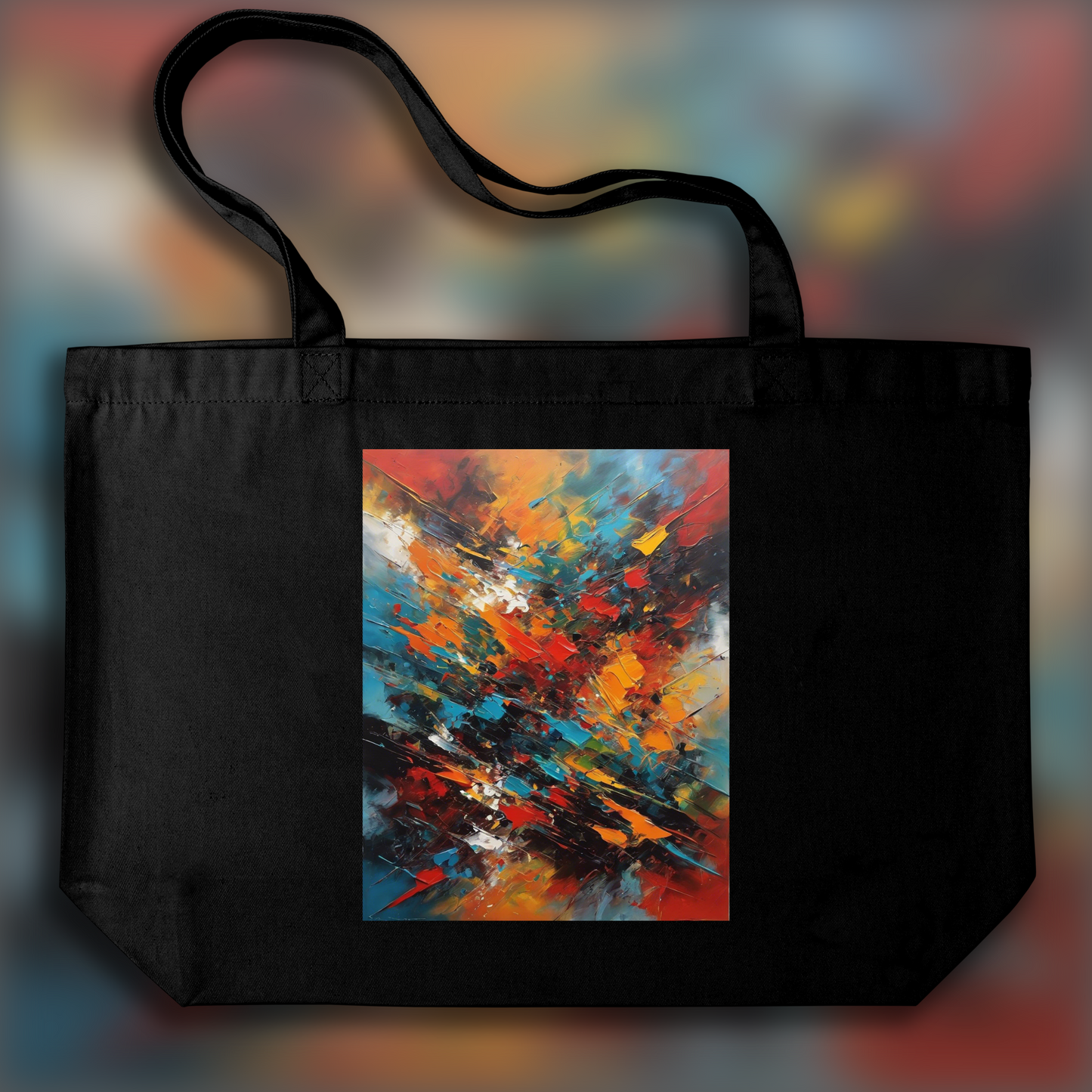 Tote bag IA ample écologique - Peinture écossaise d'expressionisme abstrait, Pops - 25396313