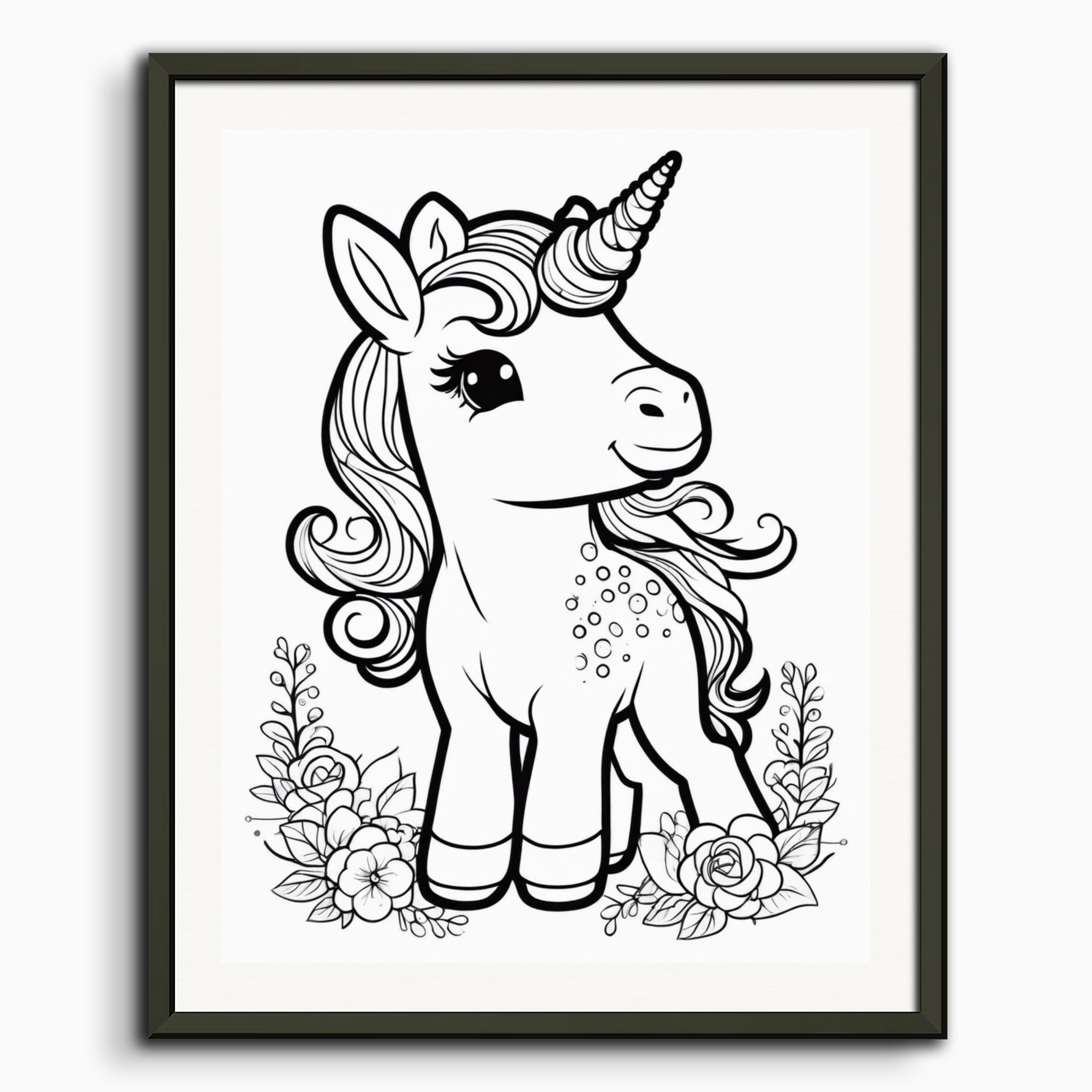Poster: Coloring page, A baby cute unicorn
