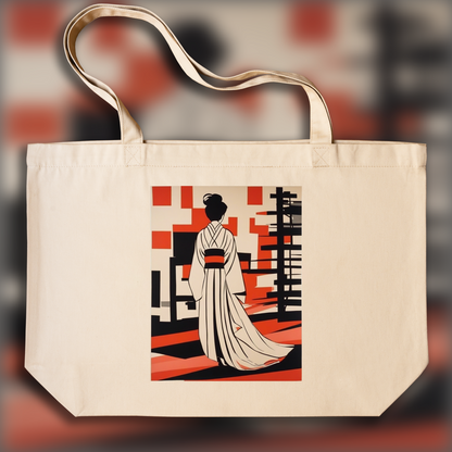 Tote bag IA - Illustration épurée américaine, moderne et nerveuse, Kimono - 1609644638