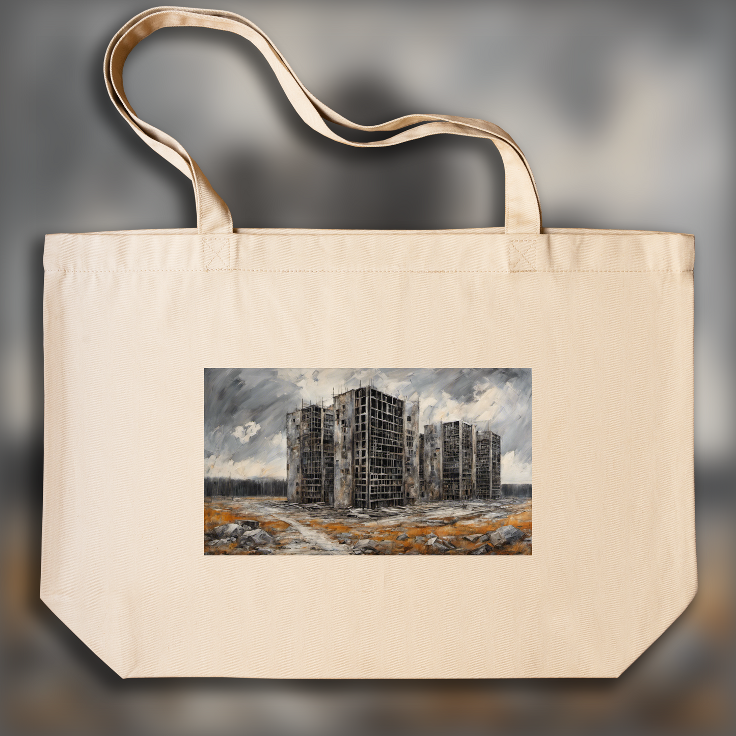 Tote bag large - Contemporary German neo-expressonism, Brutalist architecture, city - 1621212597