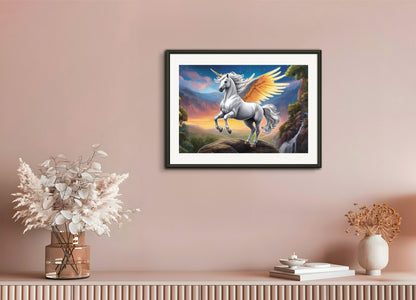 Poster with metal frame: Sticker, Unicorn