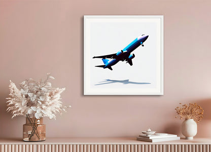 Poster with wood frame: Low polygon, Plane