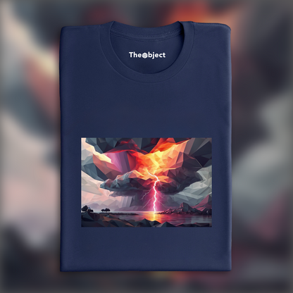 T-Shirt IA - Low polygon, a dark cloud, storm and lightnings - 2938390324