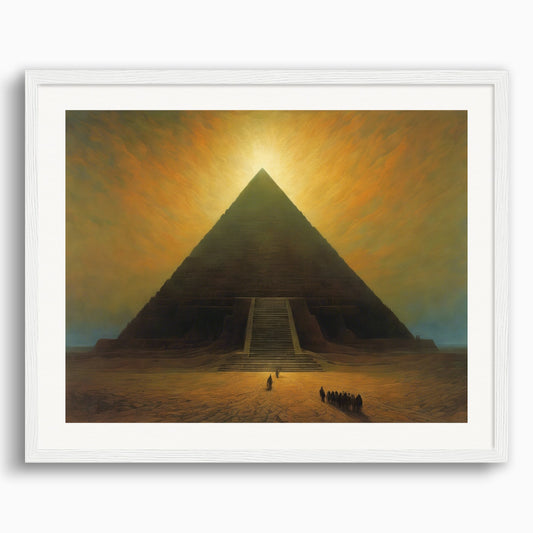 Poster: Illustration of deinforced, atmospheric, dark and mystical band illustration, Pyramid