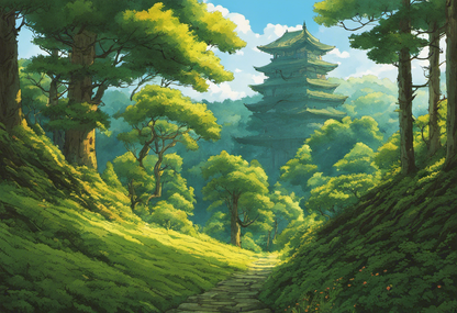 Affiche IA - Studio Ghibli, Forêt - 4095437608