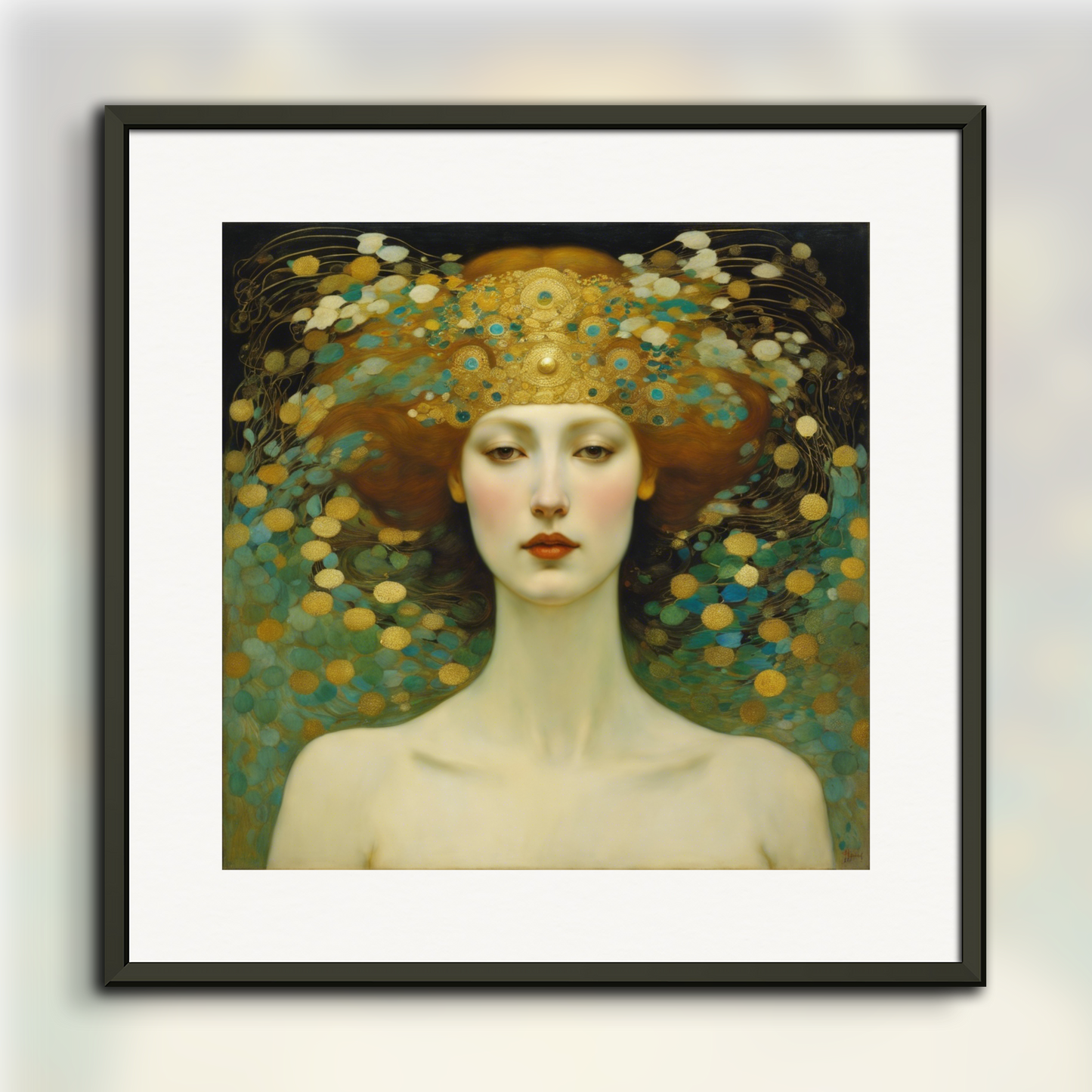 Affiche IA - klimt lacombe ernst, woman's face beautiful etherial hydra - 793070899