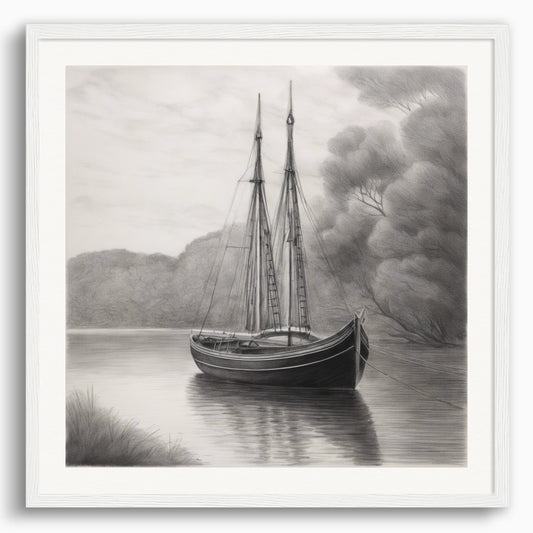 Poster: Pencil drawing, Boat