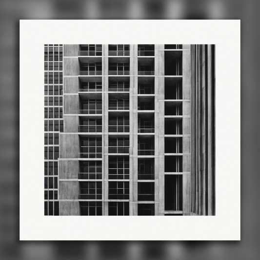 Affiche IA - Explorations abstraites urbaines, noir et blanc, Brutalist architecture, city - 3546003890