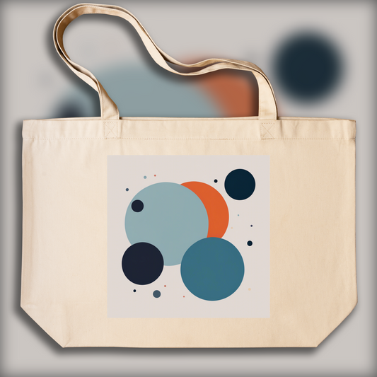 Tote bag - Art abstrait minimaliste, Ronds planétaires - 2527732172