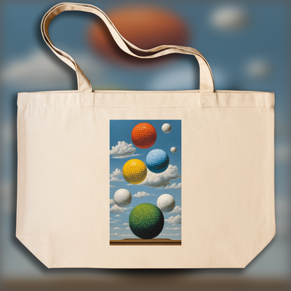 Tote bag IA ample écologique - Surréalisme belge, Golf balls - 1181868019