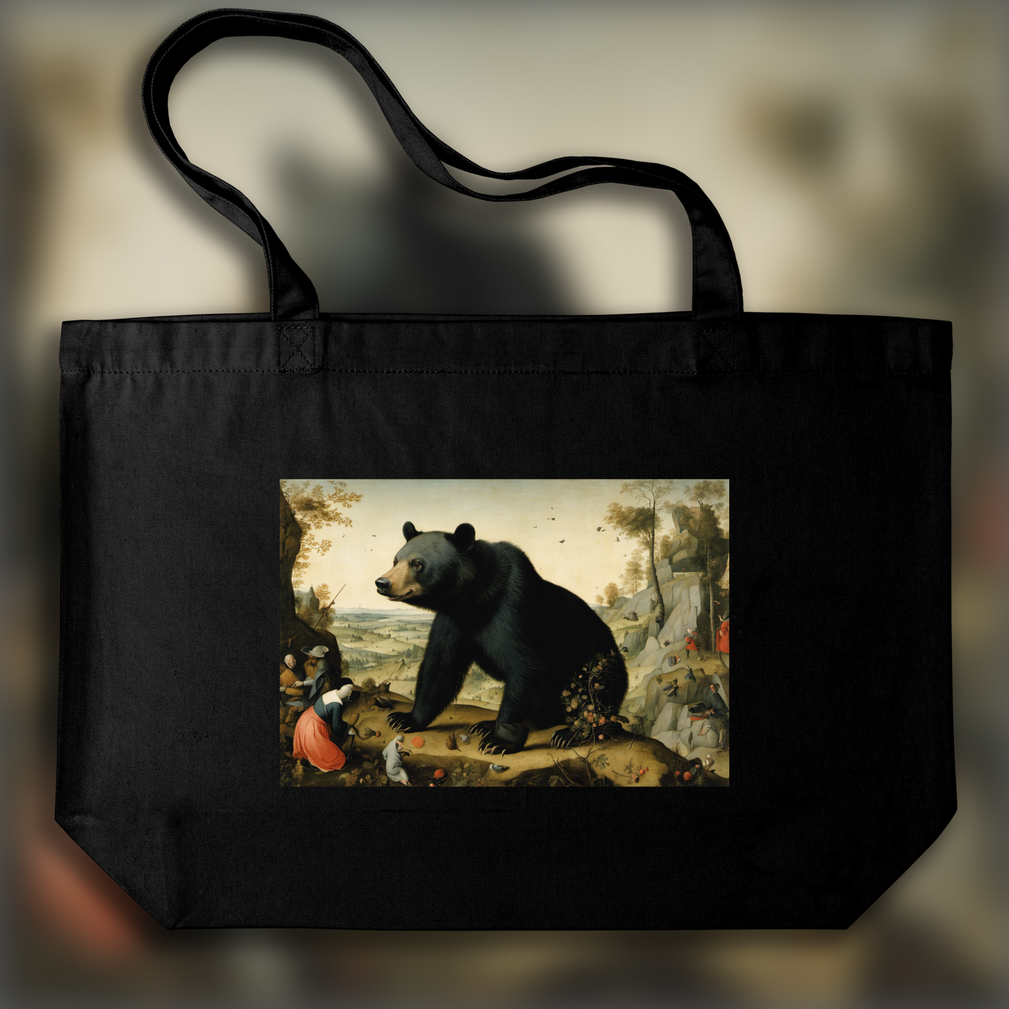 Tote bag large - Jérôme Bosch, a black bear - 2642682415