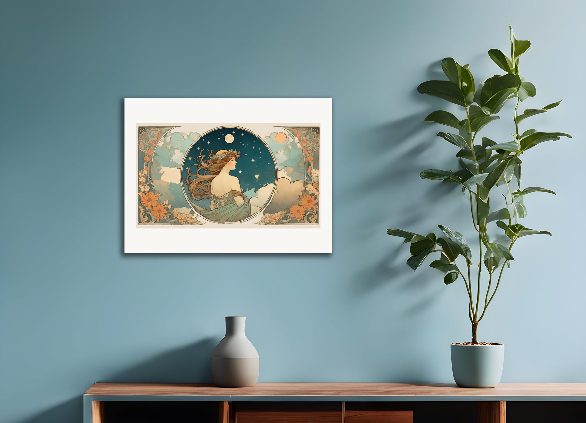 Poster: Alfons Mucha, Moon and clouds