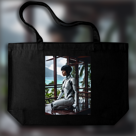 Tote bag - Photographie réaliste, Ghost in the shell cyborg, in the Seychelles - 3872038776