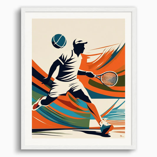 Poster: Illustration épurée américaine, moderne et nerveuse, Tennis player