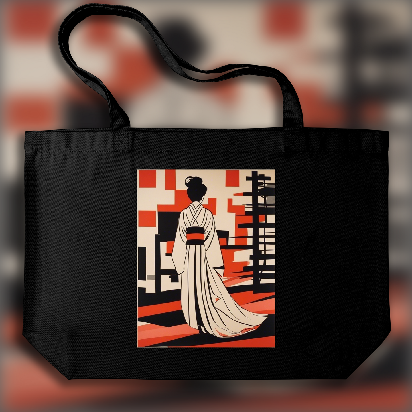 Tote bag IA - Illustration épurée américaine, moderne et nerveuse, Kimono - 1609644638