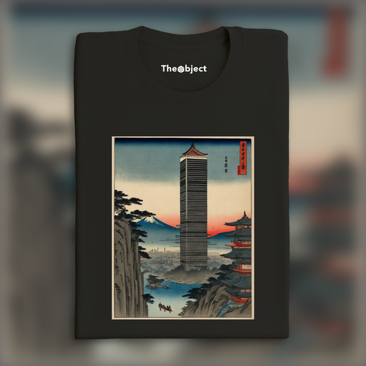 T-Shirt IA - Hiroshige, futuristic skyscraper - 2915260610