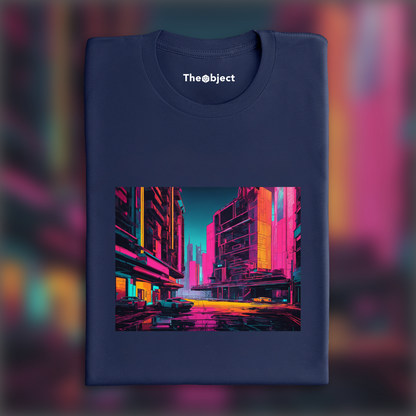 T-Shirt - Neon punk, Brutalist architecture, city - 1369078049