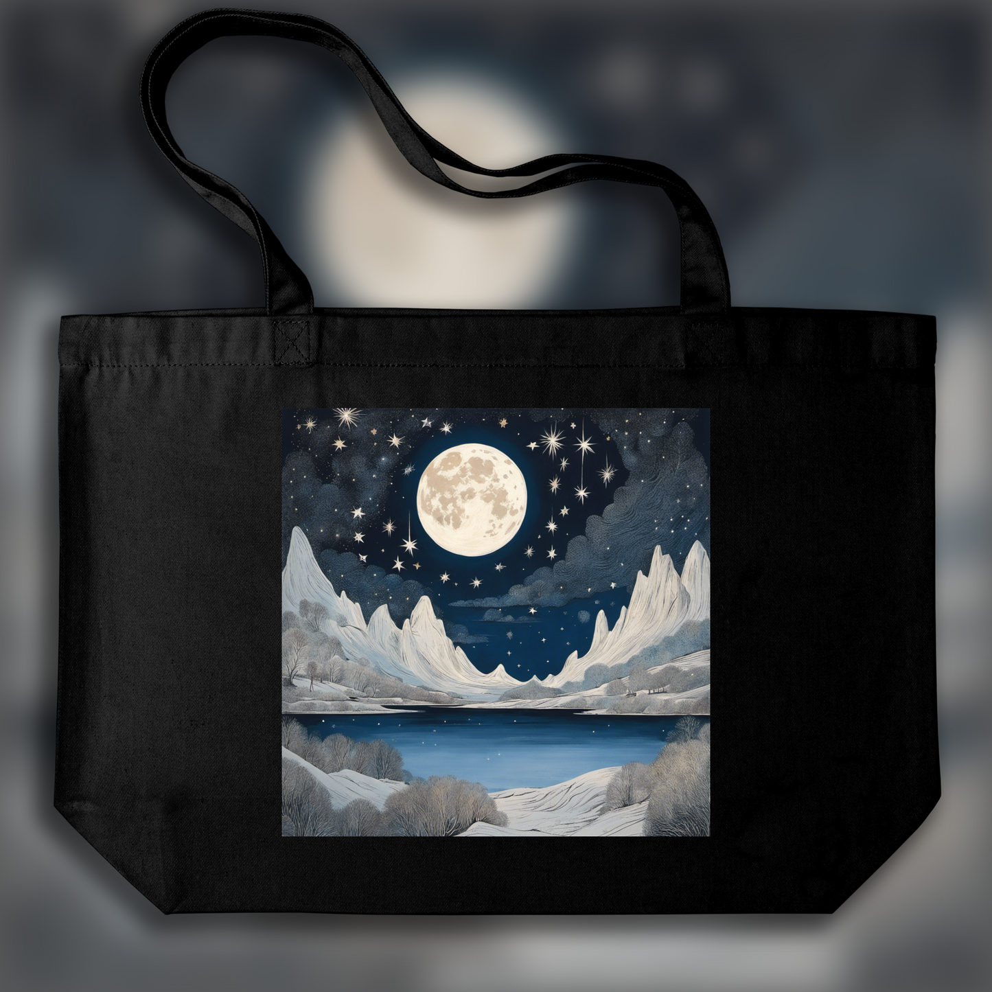 Tote bag ample - Moomins, Lune et ciel étoilé - 268130932