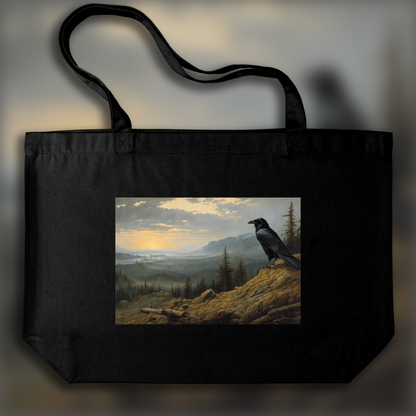 Tote bag large - Caspar David Friedrich, a crow - 1972741577