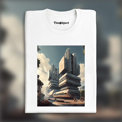 T-Shirt - Retro future, Brutalist architecture, city - 2599149664