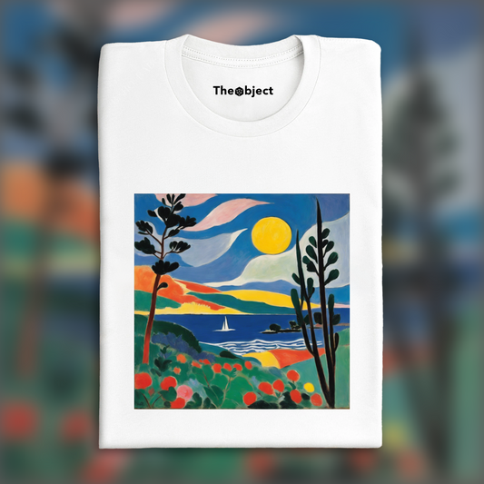 T-Shirt IA - Formes expressives et abstraites avec une sensibilité décorative, Le Soleil - 2320230592
