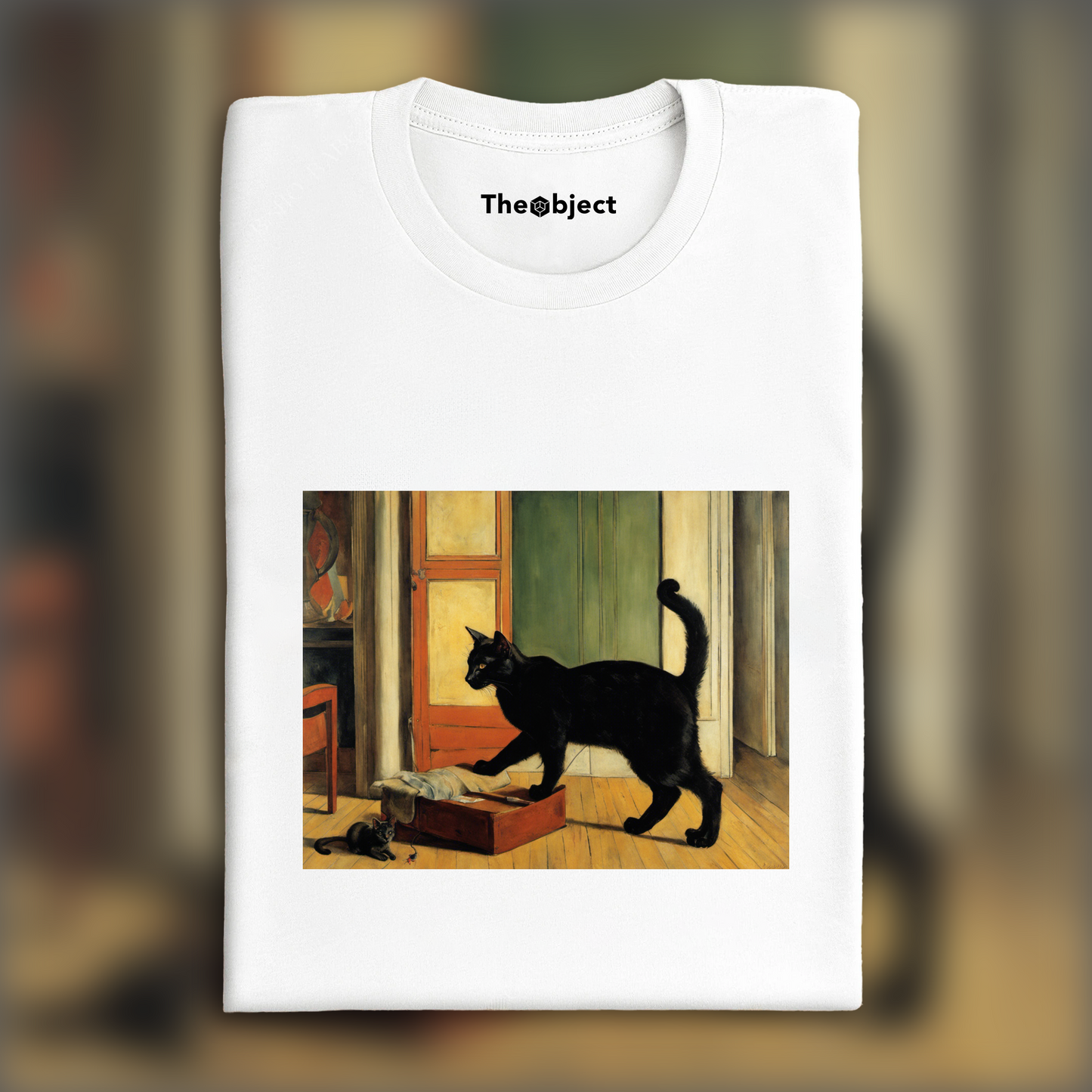T-Shirt - XXth century French figurative painting, a black cat - 1622922722