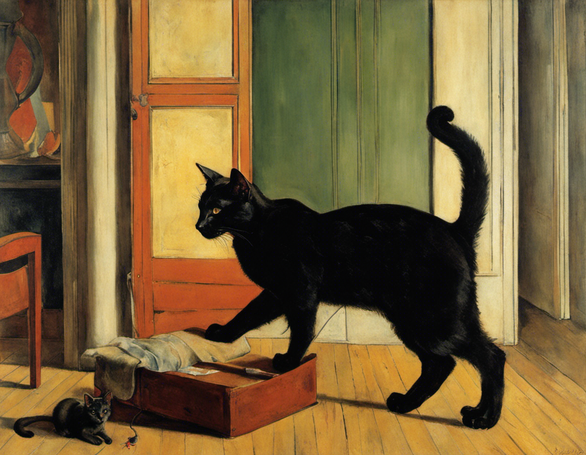 Poster - XXth century French figurative painting, a black cat - 1622922722
