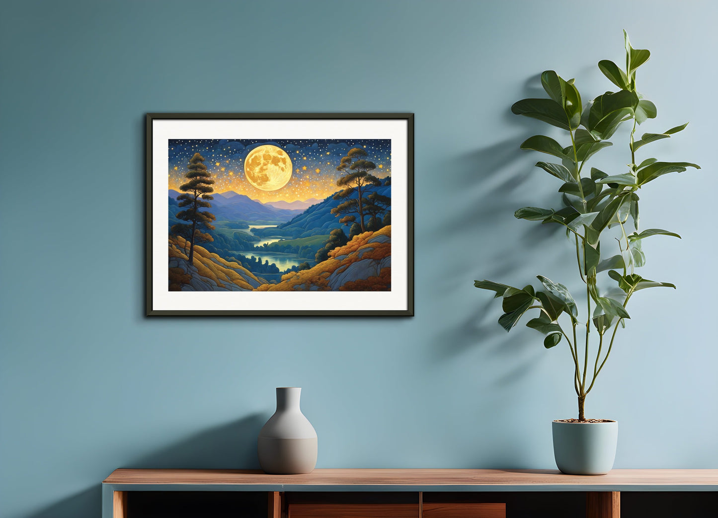 Poster with metal frame: Paul Ranson, Moon and starry sky