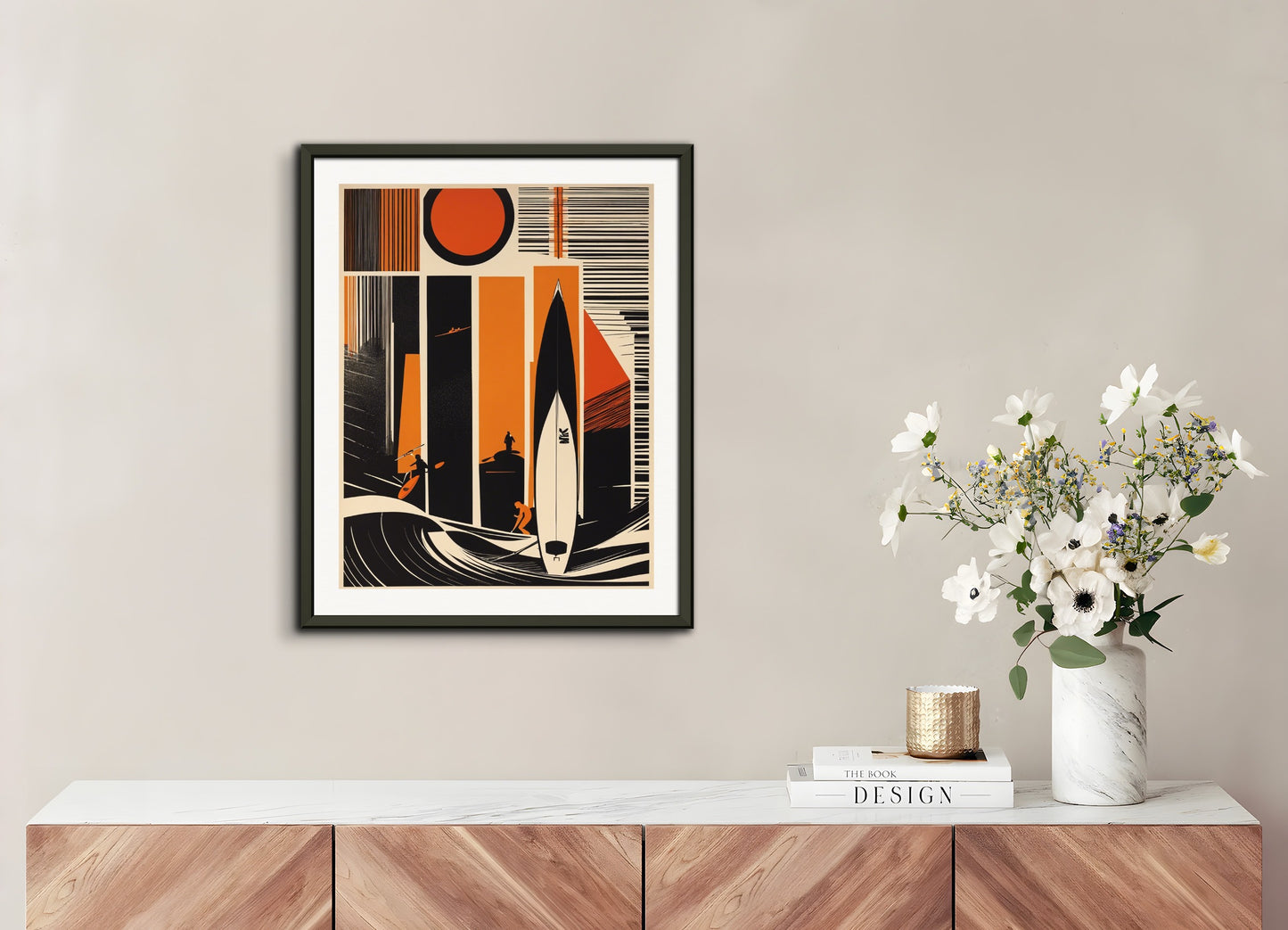 Poster with metal frame: Refined American, modern and nervous illustration, null