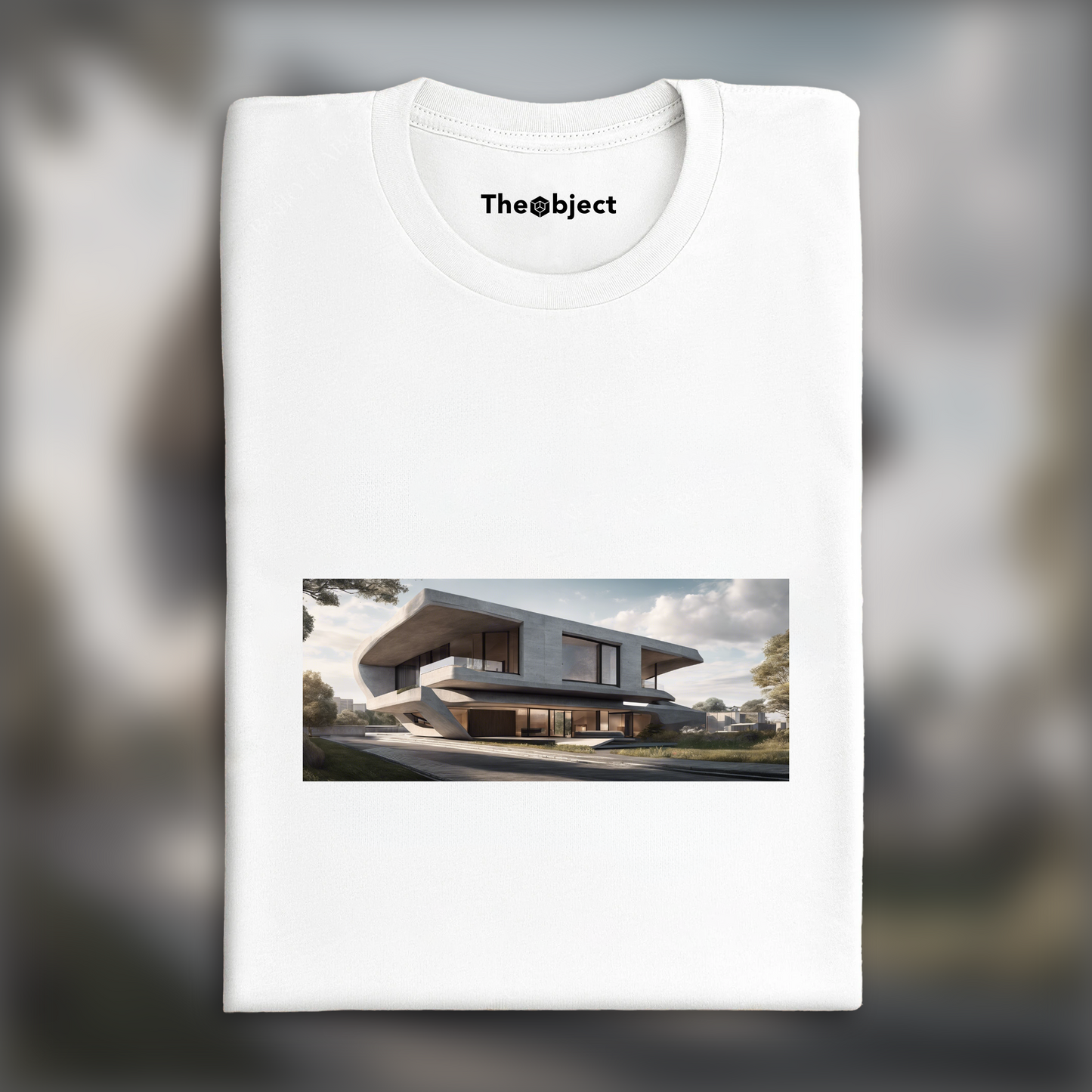 T-Shirt IA - Fluid art, Brutalist architecture, city - 3615940013